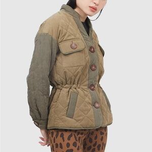 Heartloom Quilted Military Jacket In Green Khaki Women’s Size Large